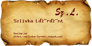 Szlivka Lóránt névjegykártya