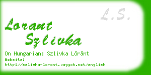 lorant szlivka business card